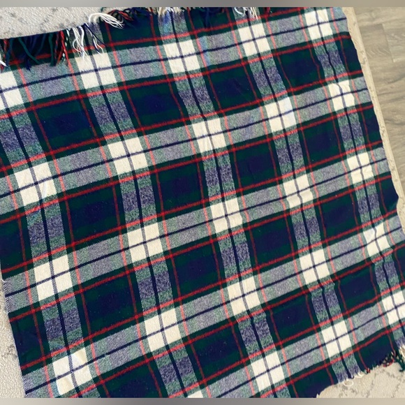 Vintage TROY Blanket Plaid Throw Stadium Picnic Fringe Vintage 51”-51” - Picture 5 of 5